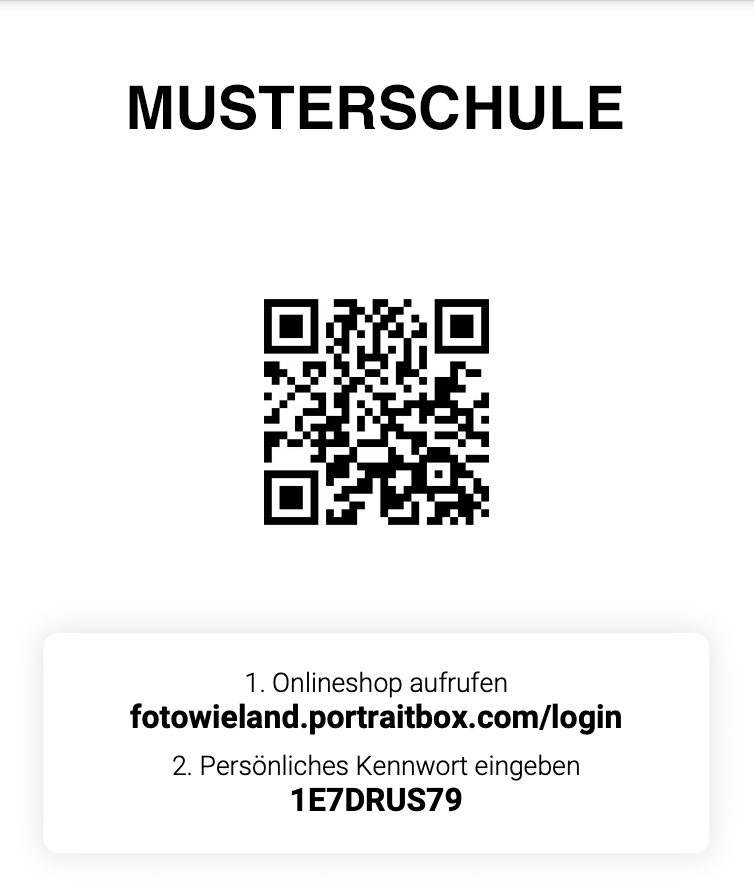 Beispiel Bestellkarte mit persönlichem QR-Code